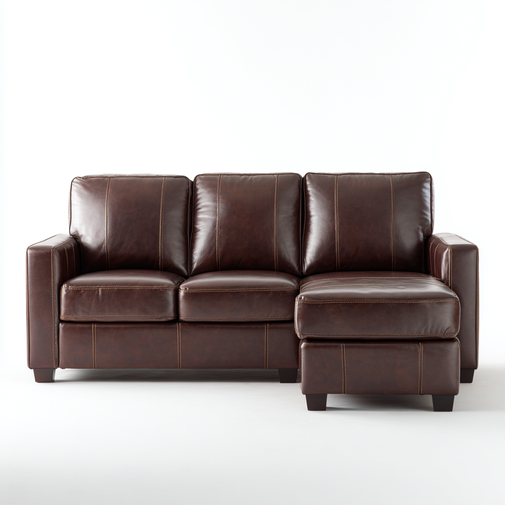 Canapé d'angle-cuir synthétique-215x150x90 cm-marron-design contemporain-Nestupbase