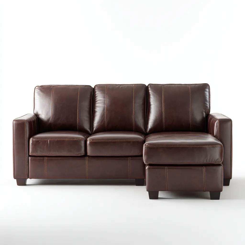 Canapé d'angle-cuir synthétique-215x150x90 cm-marron-design contemporain-Nestupbase