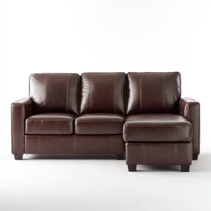 Canapé d'angle-cuir synthétique-215x150x90 cm-marron-design contemporain-Nestupbase