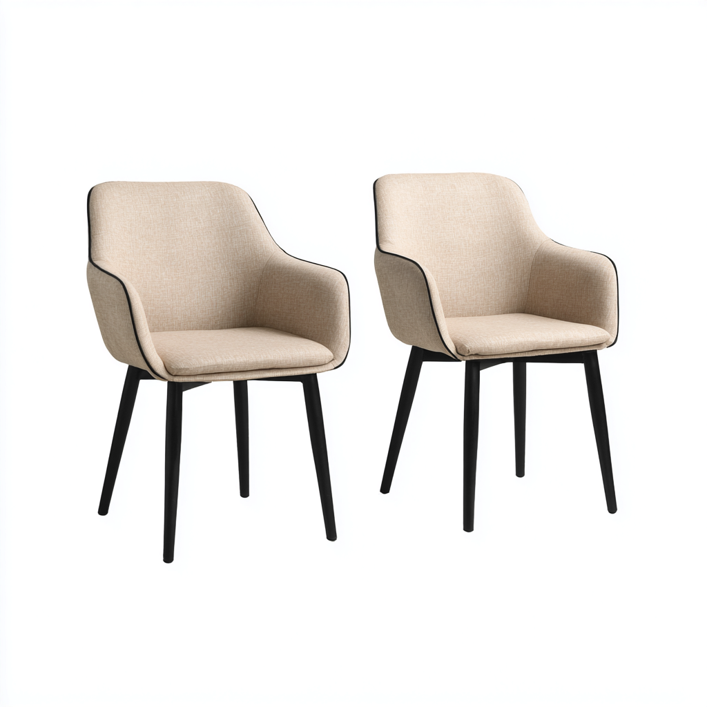 Ensemble de chaises de jardin - tissu-métal - 59x57x82 cm - beige-noir - design moderne-Nestupbase