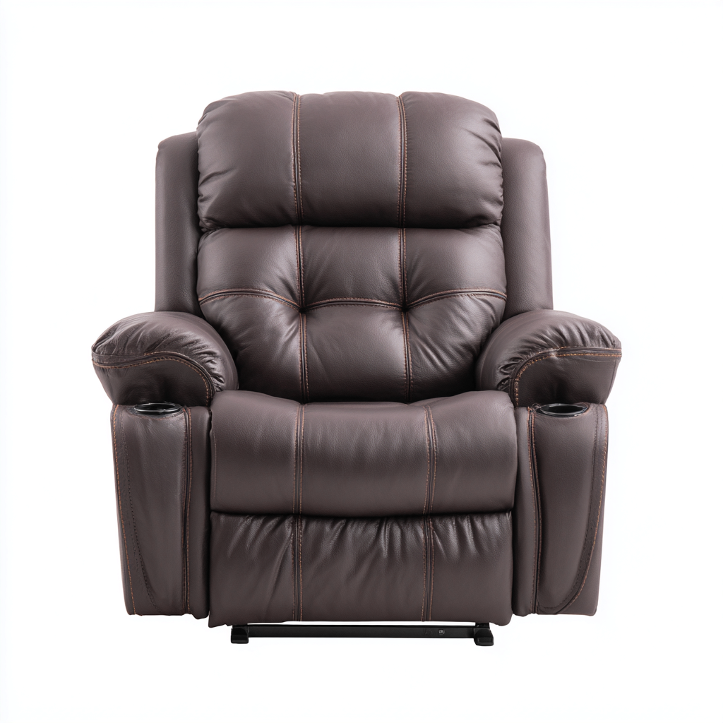 Fauteuil relax - simili cuir-métal - 103x95x106 cm - brun - fonction inclinable-Nestupbase
