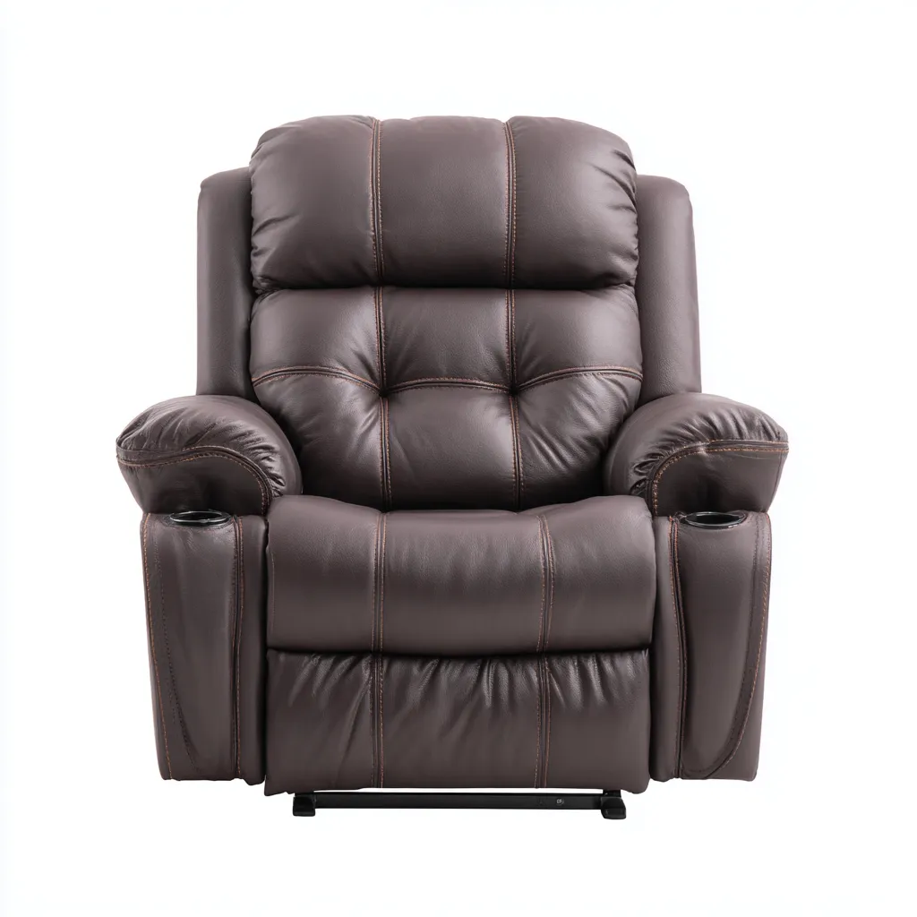 Fauteuil relax - simili cuir-métal - 103x95x106 cm - brun - fonction inclinable-Nestupbase