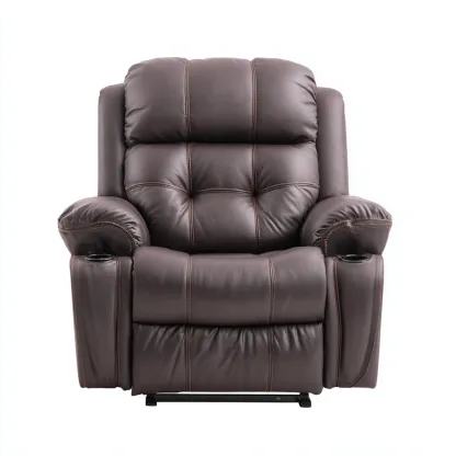 Fauteuil relax - simili cuir-métal - 103x95x106 cm - brun - fonction inclinable-Nestupbase