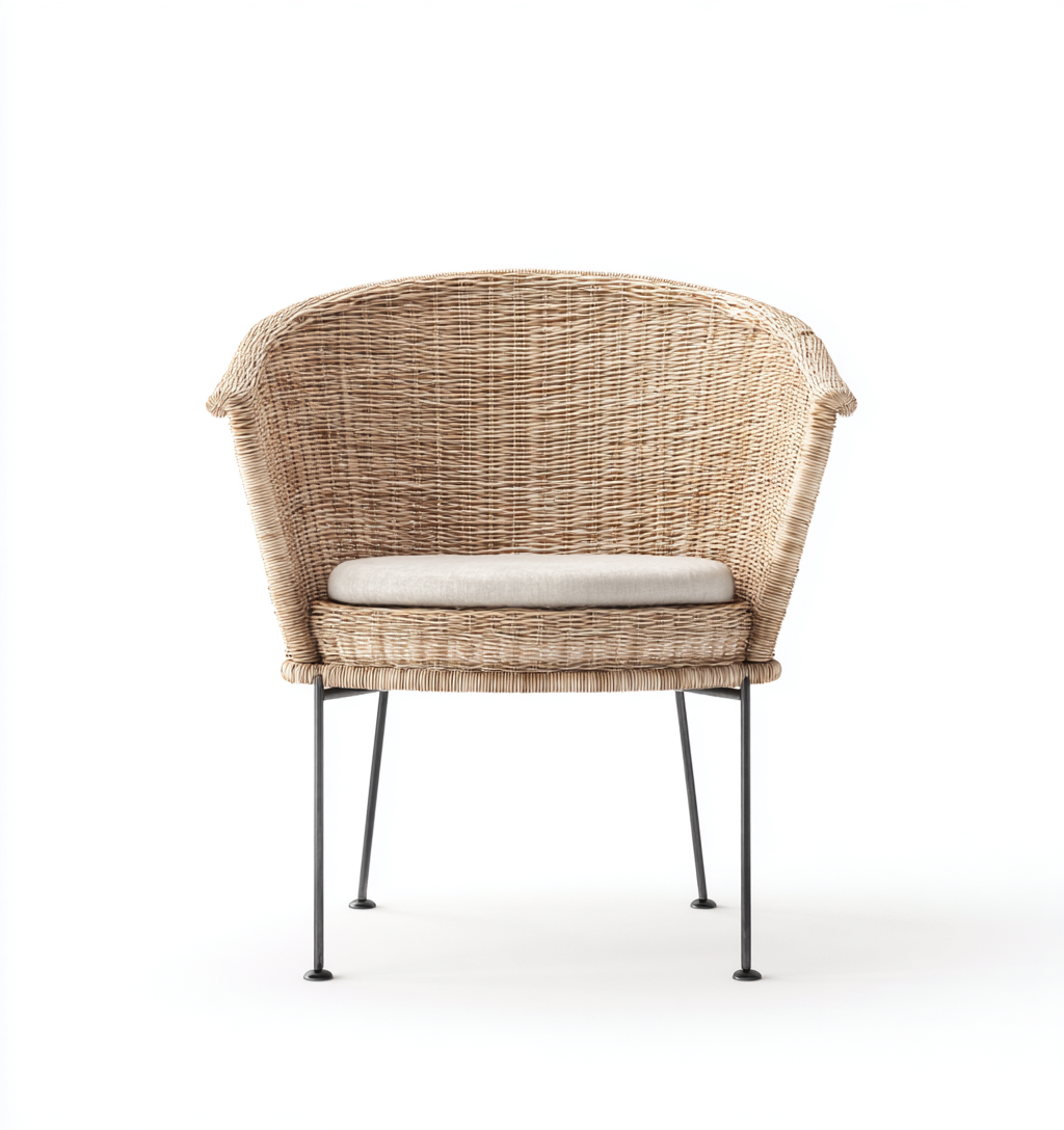 Fauteuil de jardin - rotin synthétique-métal - 72x66x78 cm - beige naturel-noir - design moderne-Nestupbase