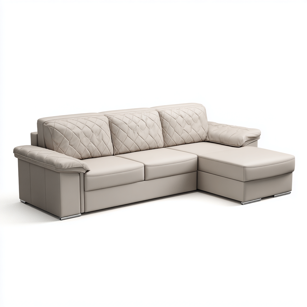 Canapé d'angle-cuir-métal-270x165x88 cm-gris clair-design moderne-Nestupbase