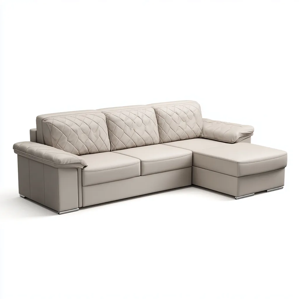 Canapé d'angle-cuir-métal-270x165x88 cm-gris clair-design moderne-Nestupbase