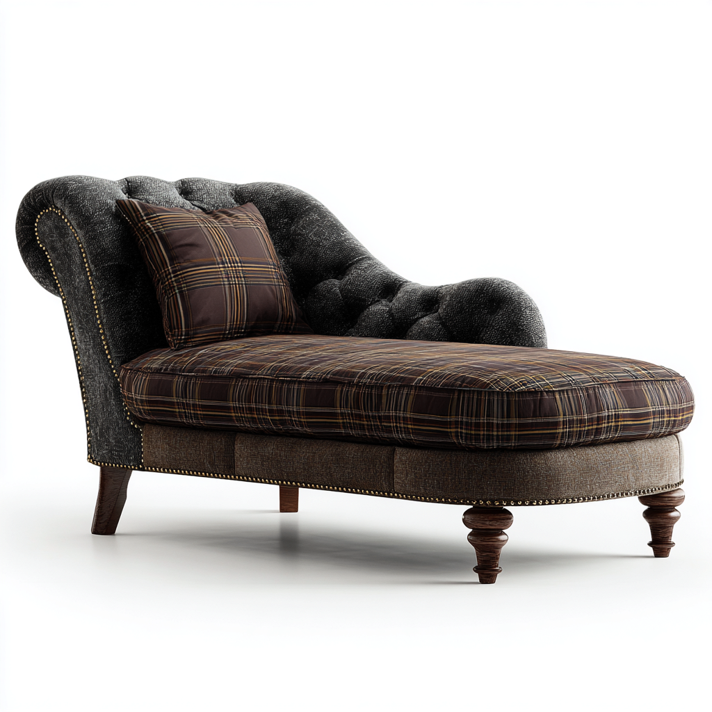 Chaise longue-tissu-165x75x88 cm-marron-gris-style classique-Nestupbase