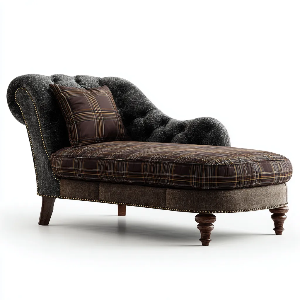 Chaise longue-tissu-165x75x88 cm-marron-gris-style classique-Nestupbase