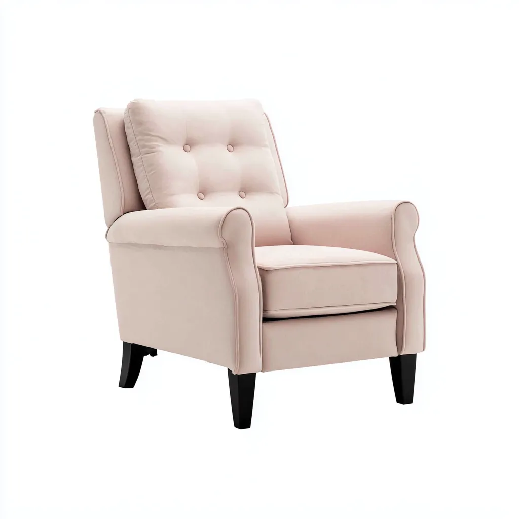 Fauteuil relax - tissu-bois - 100x85x103 cm - rose - style moderne-Nestupbase