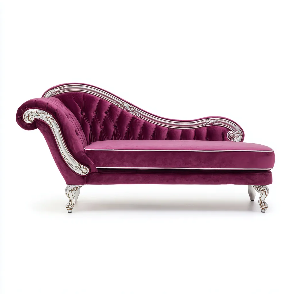 Chaise longue-velours-175x72x90 cm-fuchsia-style classique-Nestupbase
