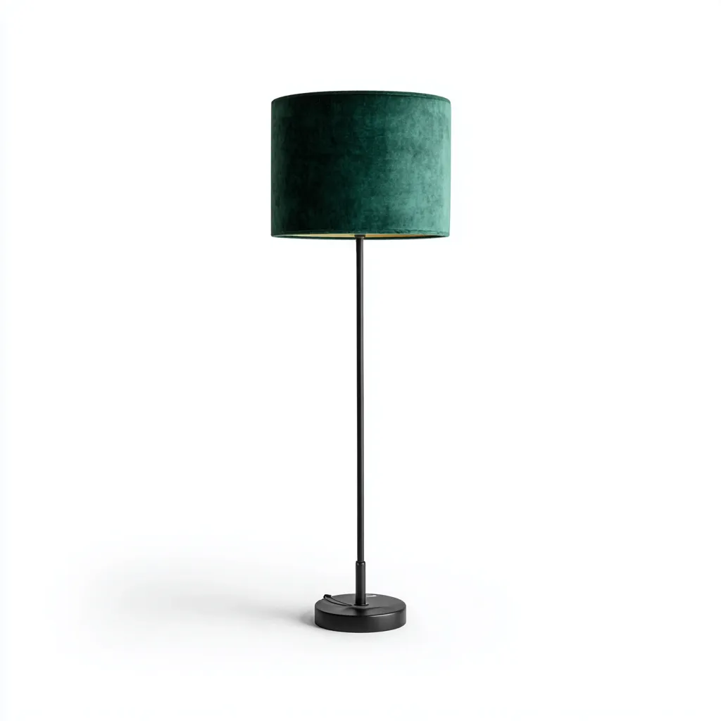 Lampadaire - métal-tissu - 32x32x158 cm - noir-vert foncé - style contemporain-Nestupbase