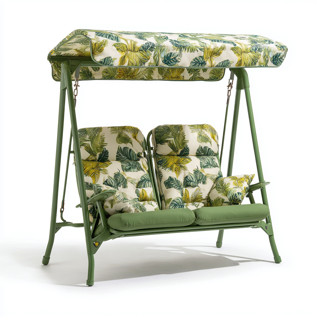 Balancelle de jardin - métal-textile - 172x120x160 cm - vert-multicolore - style tropical-Nestupbase