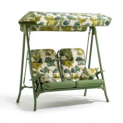 Balancelle de jardin - métal-textile - 172x120x160 cm - vert-multicolore - style tropical-Nestupbase