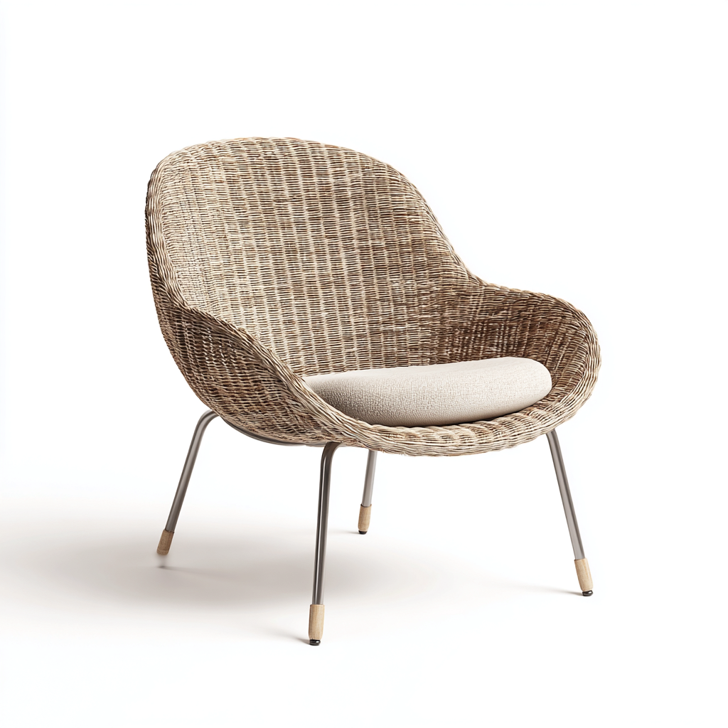 Fauteuil de jardin - rotin synthétique-métal - 78x68x85 cm - beige naturel-gris clair - design moderne-Nestupbase