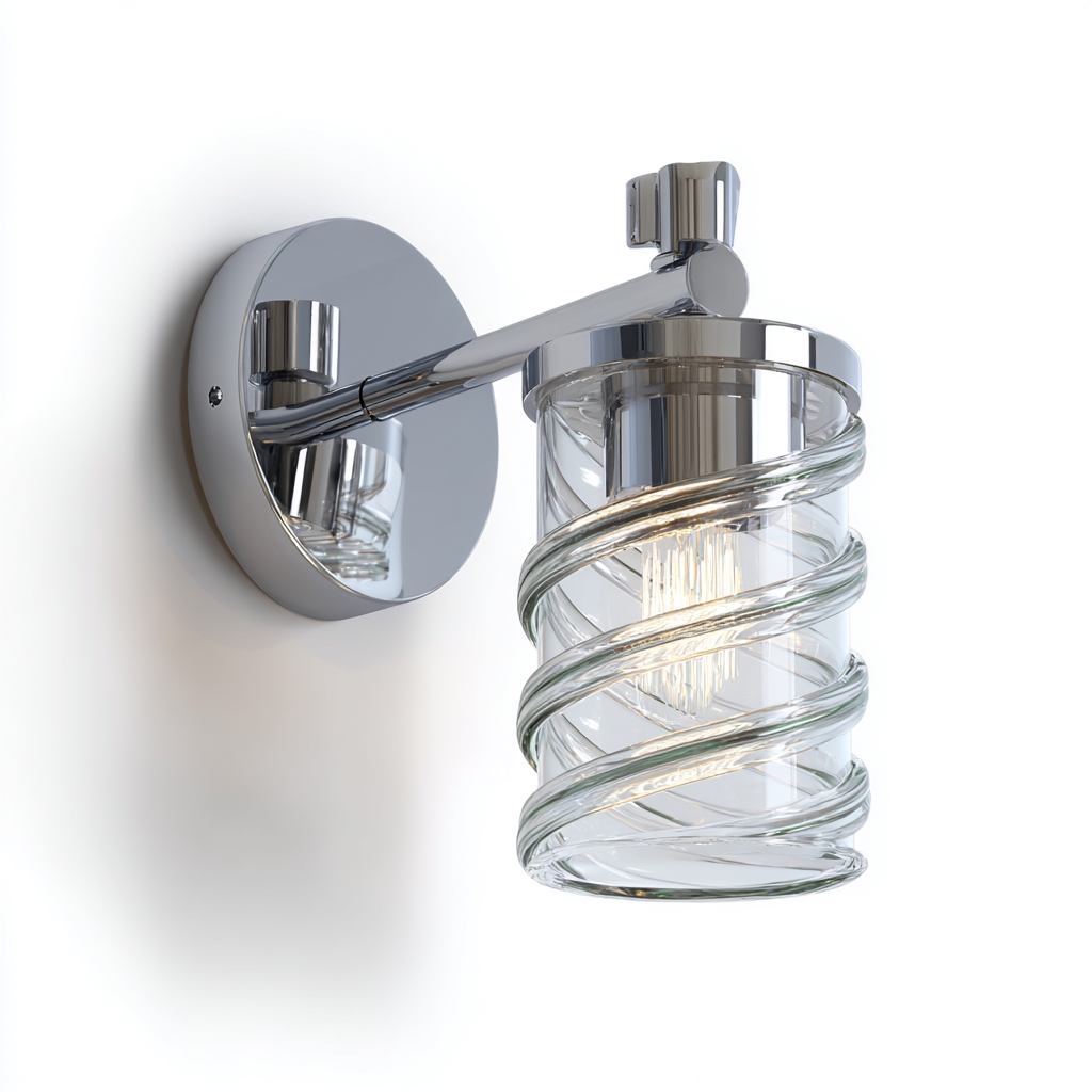 Applique murale - métal-verre - 23x14x24 cm - chrome - style moderne-Nestupbase