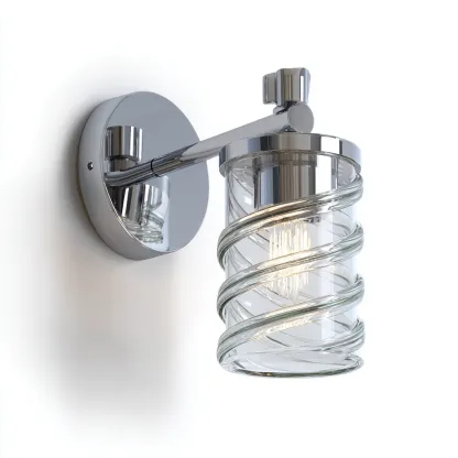 Applique murale - métal-verre - 23x14x24 cm - chrome - style moderne-Nestupbase