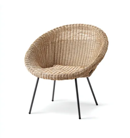 Fauteuil de jardin - rotin synthétique-métal - 70x65x75 cm - beige naturel-noir - design moderne-Nestupbase