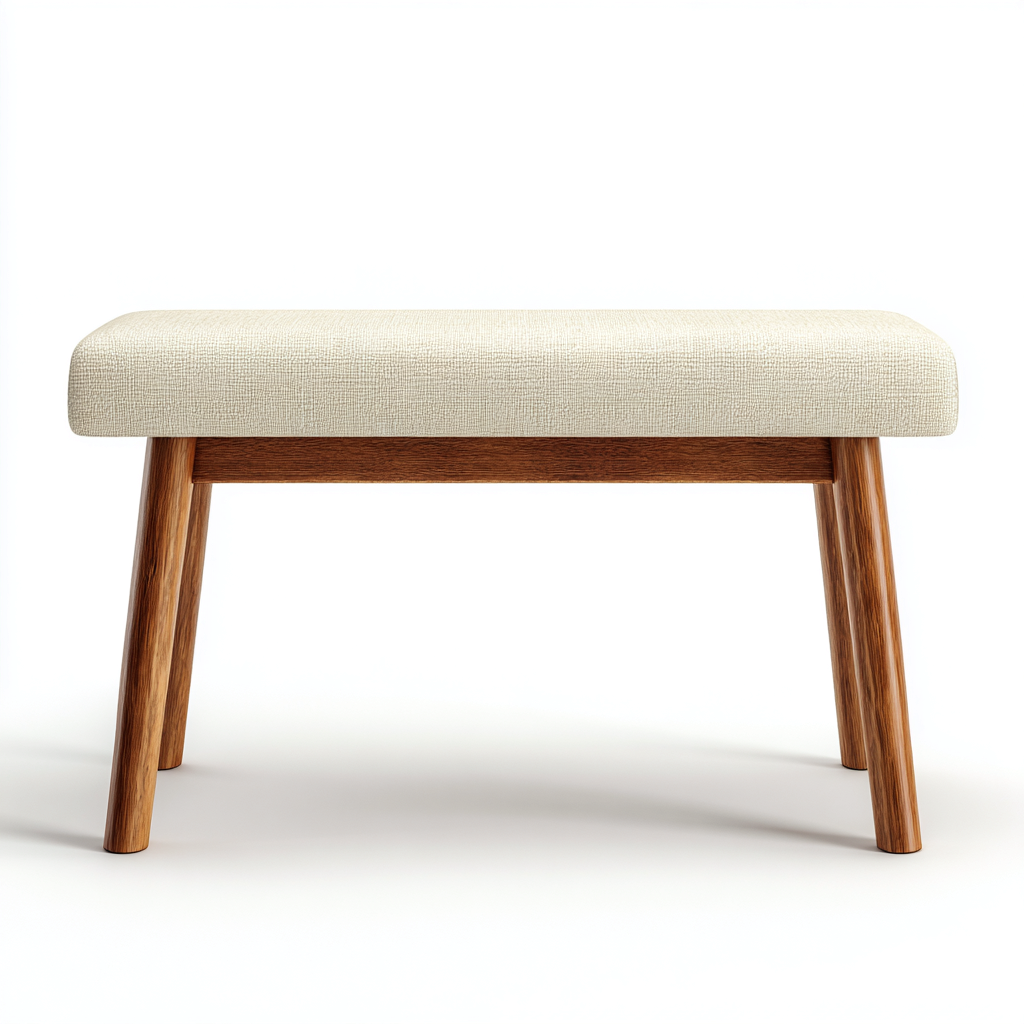 Banc d'entrée-tissu-bois-80x40x45 cm-Blanc cassé-Bois naturel-Style moderne-Nestupbase