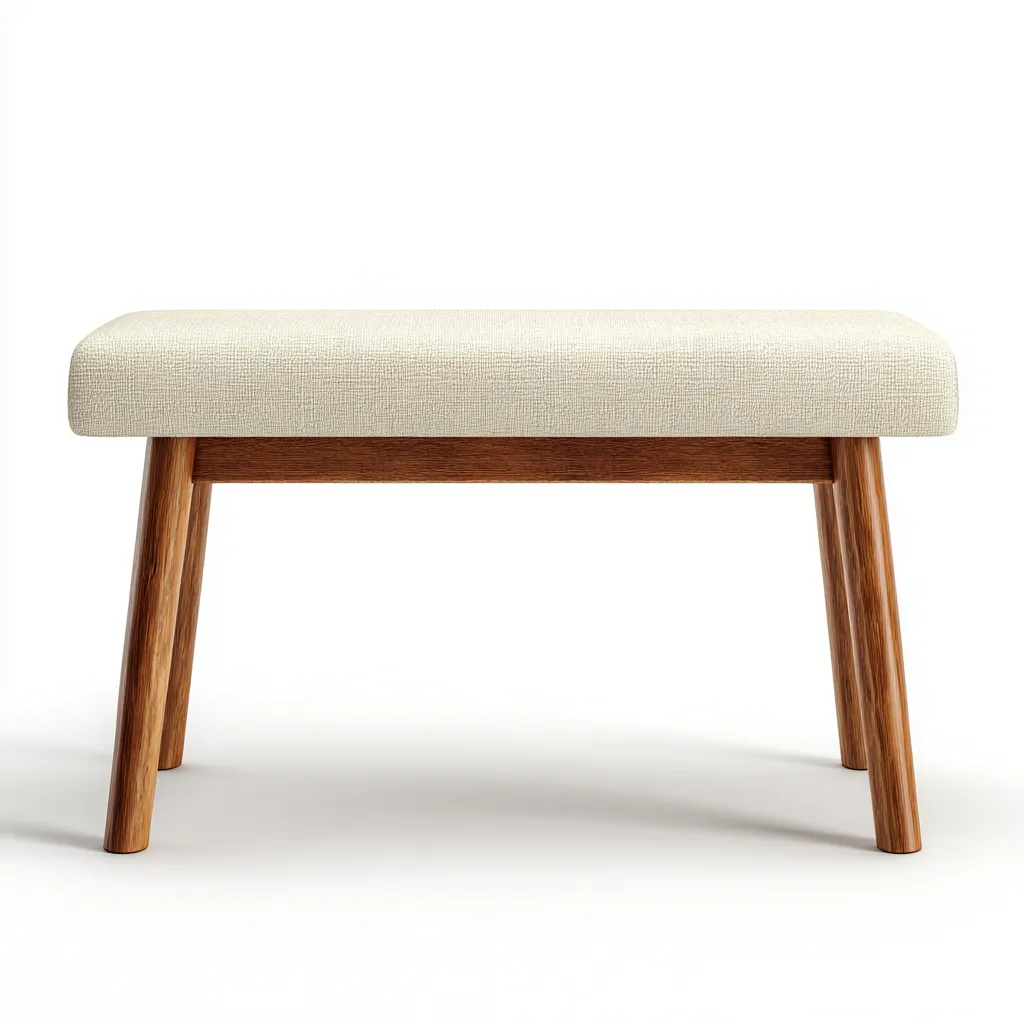 Banc d'entrée-tissu-bois-80x40x45 cm-Blanc cassé-Bois naturel-Style moderne-Nestupbase