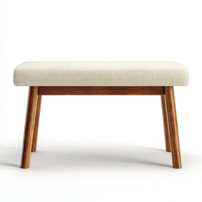 Banc d'entrée-tissu-bois-80x40x45 cm-Blanc cassé-Bois naturel-Style moderne-Nestupbase