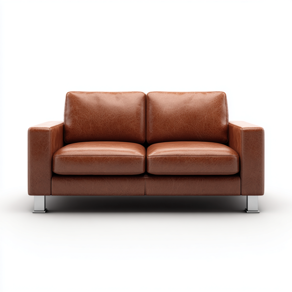 Canapé droit-cuir synthétique-165x85x88 cm-marron-design moderne-Nestupbase