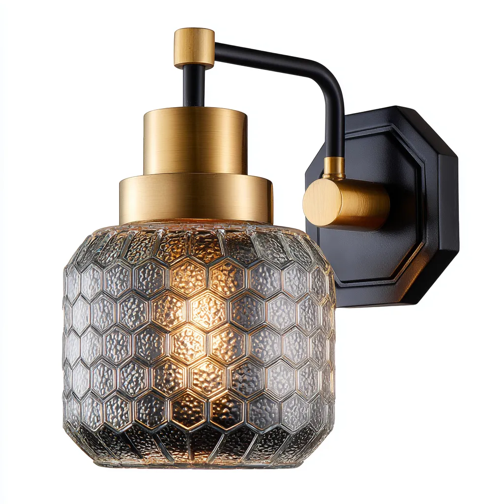 Applique murale - métal-verre - 25x14x20 cm - doré-noir - style contemporain-Nestupbase