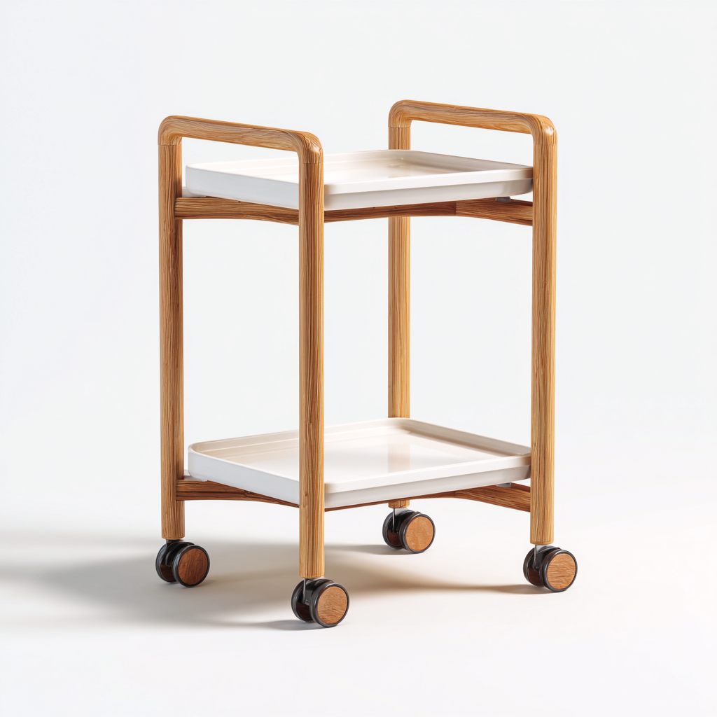 Desserte et chariot - bois-métal - 55x40x78 cm - naturel-blanc - design moderne-Nestupbase