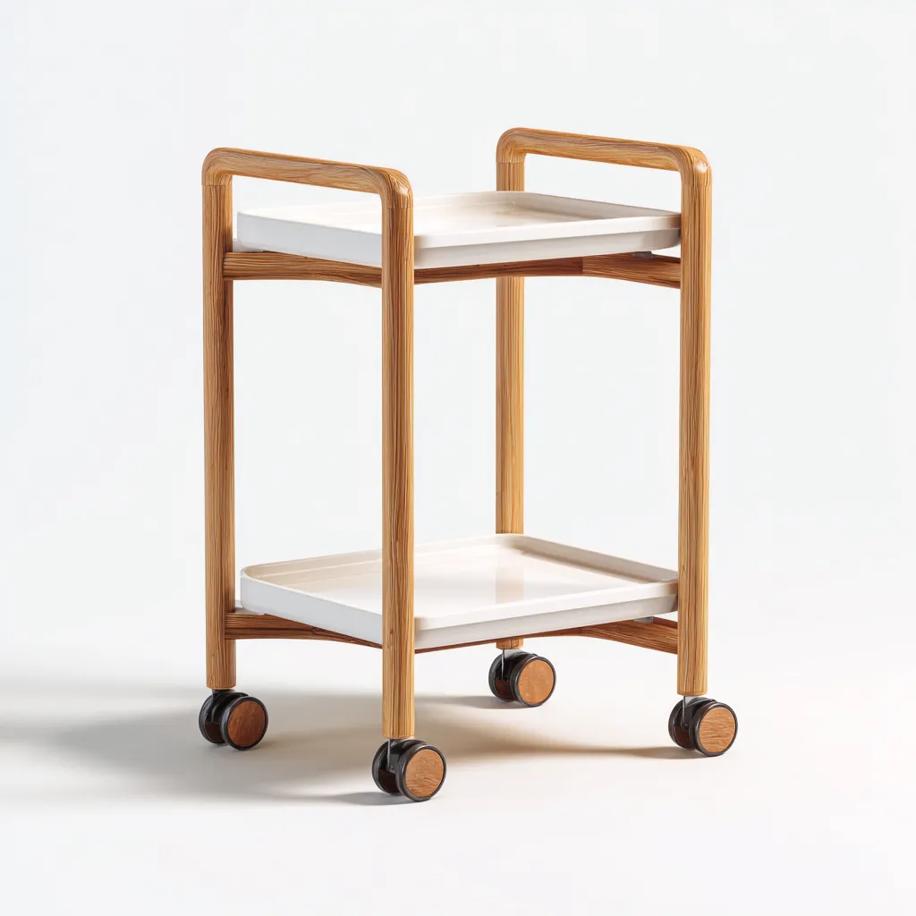 Desserte et chariot - bois-métal - 55x40x78 cm - naturel-blanc - design moderne-Nestupbase