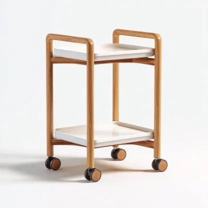 Desserte et chariot - bois-métal - 55x40x78 cm - naturel-blanc - design moderne-Nestupbase