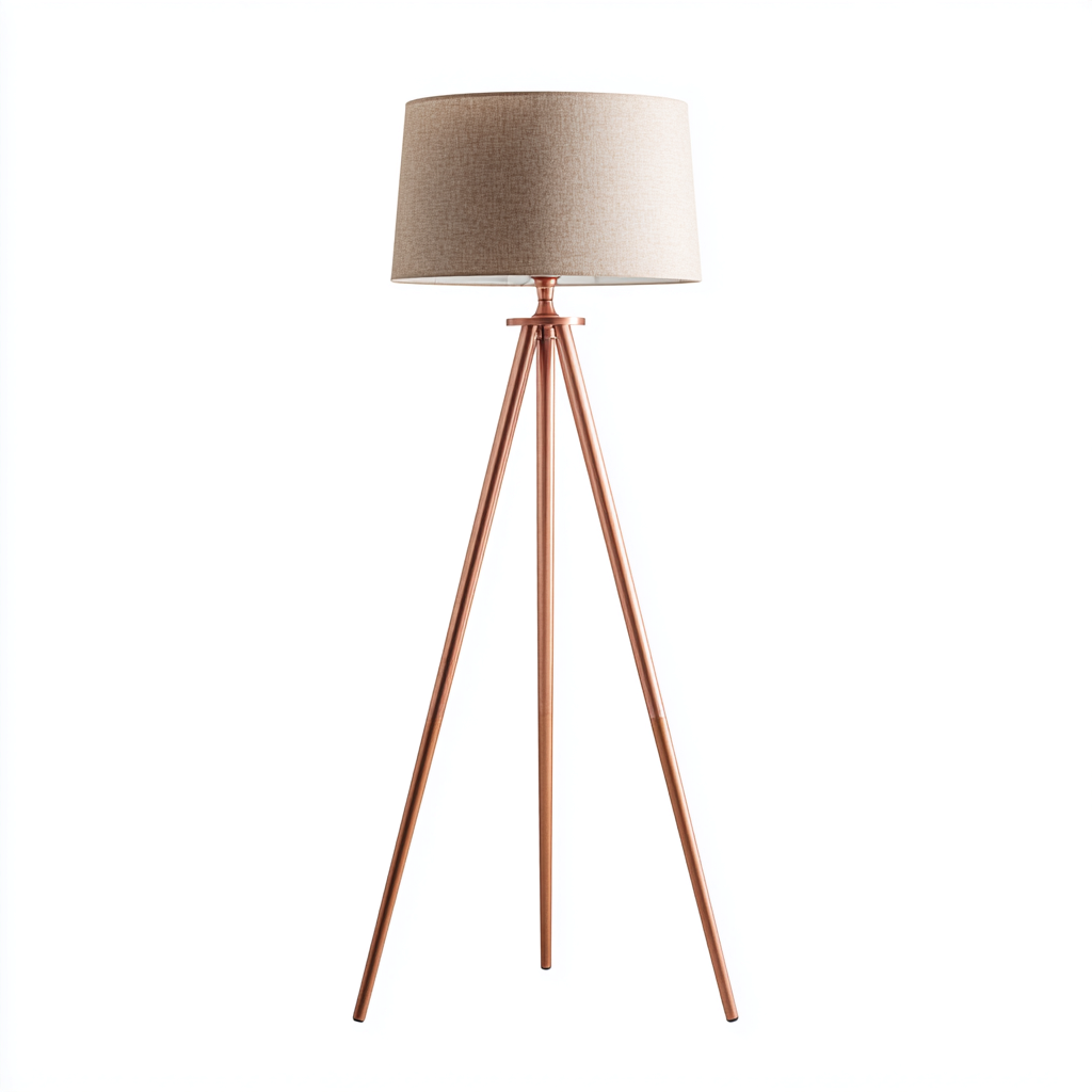 Lampadaire - métal-tissu - 44x44x158 cm - cuivre-beige - style contemporain-Nestupbase