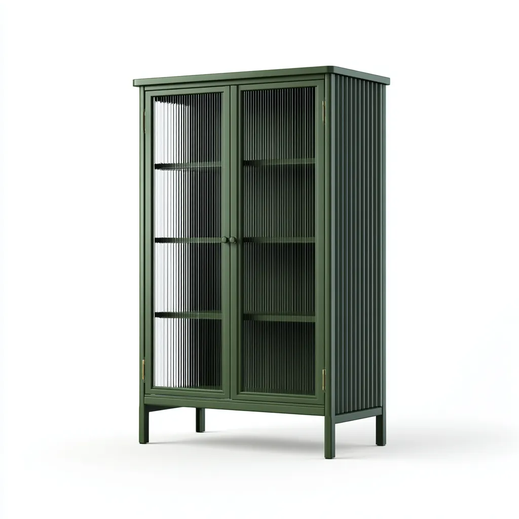 Vitrine-métal-verre-86x42x176 cm-Vert foncé-Style moderne-Nestupbase