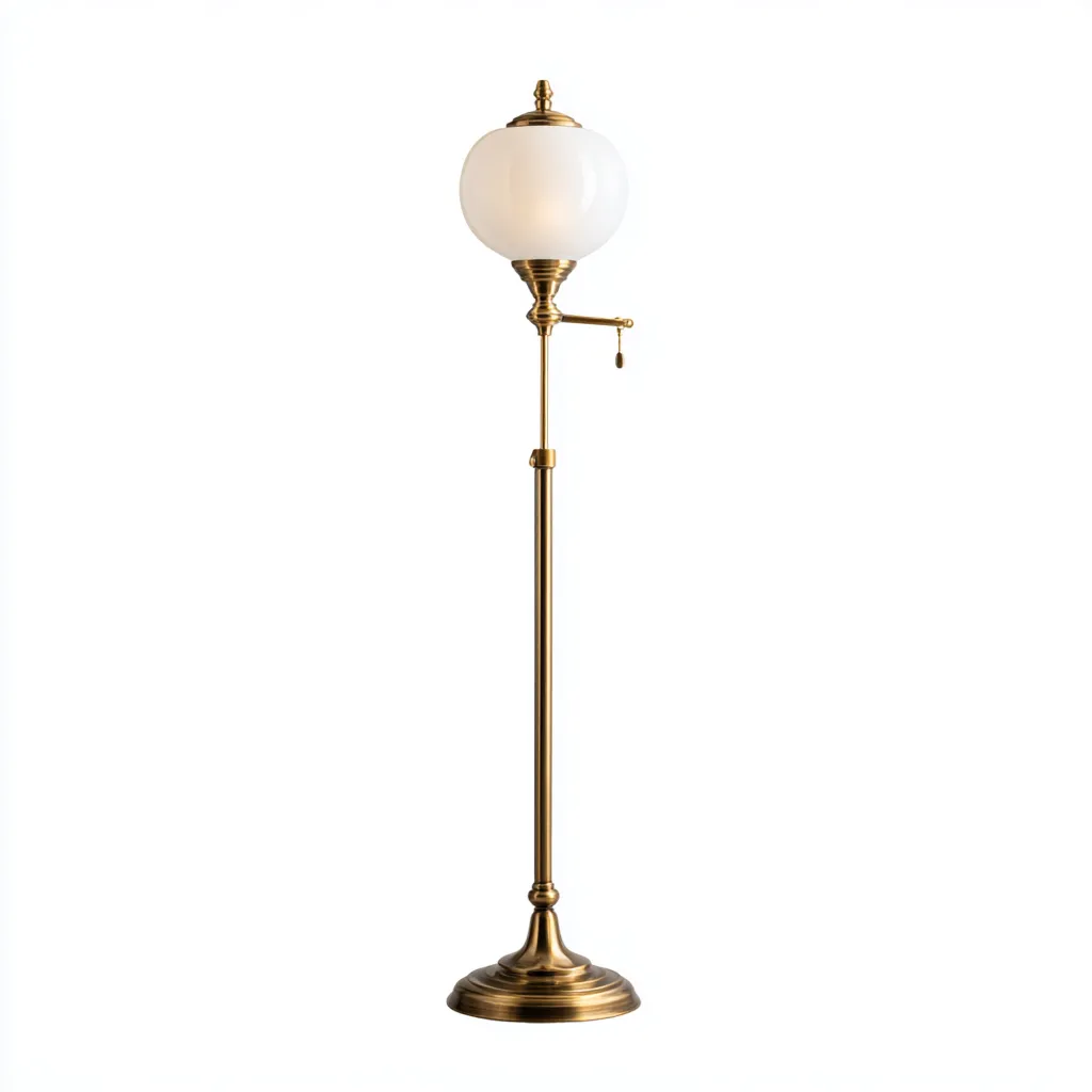 Lampadaire - métal-verre - 30x30x168cm - laiton-blanc - style classique-Nestupbase