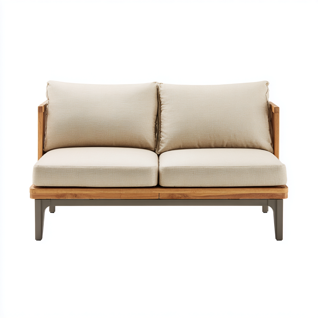 Canapé de jardin - bois-métal-tissu - 158x76x86 cm - beige - design contemporain-Nestupbase
