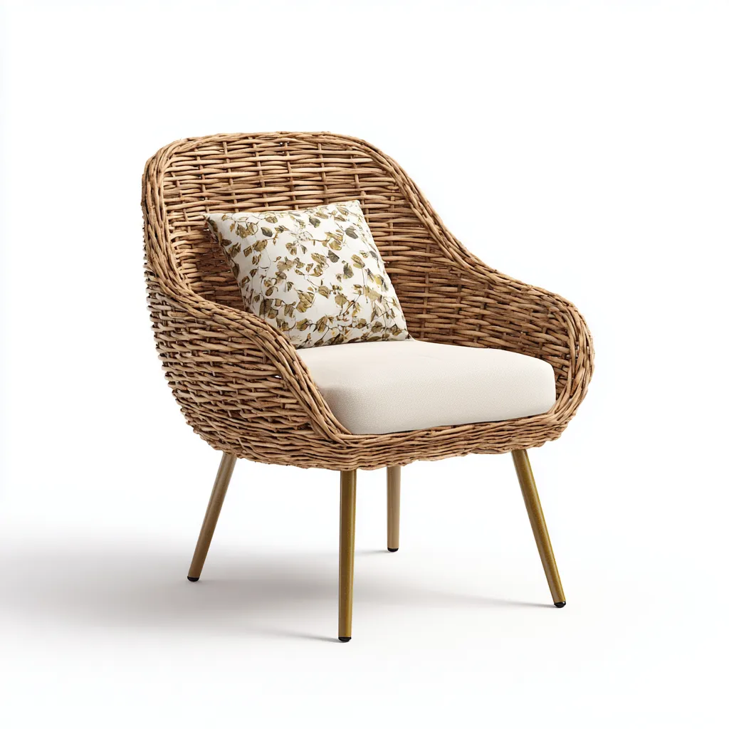 Fauteuil de jardin - rotin-métal - 76x67x84 cm - beige-brun - design naturel-Nestupbase