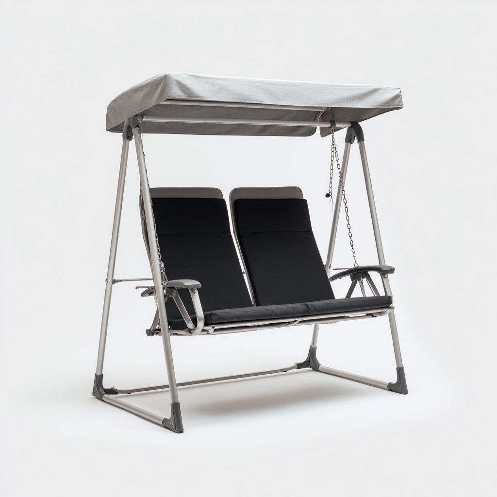 Balancelle de jardin - métal-textile - 168x118x160 cm - gris-noir - style moderne-Nestupbase