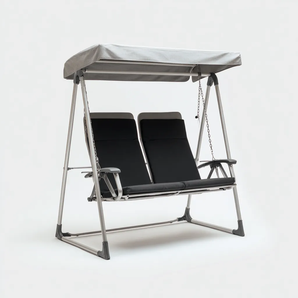Balancelle de jardin - métal-textile - 168x118x160 cm - gris-noir - style moderne-Nestupbase