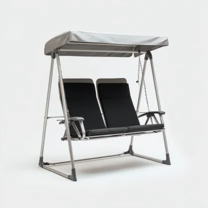 Balancelle de jardin - métal-textile - 168x118x160 cm - gris-noir - style moderne-Nestupbase