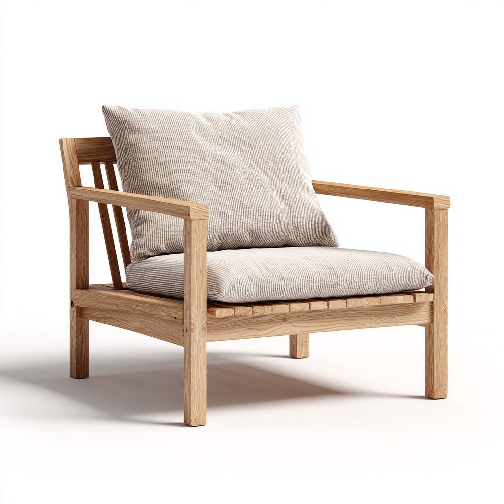 Fauteuil de jardin - bois-tissu - 82x78x88 cm - chêne clair-beige - design moderne-Nestupbase