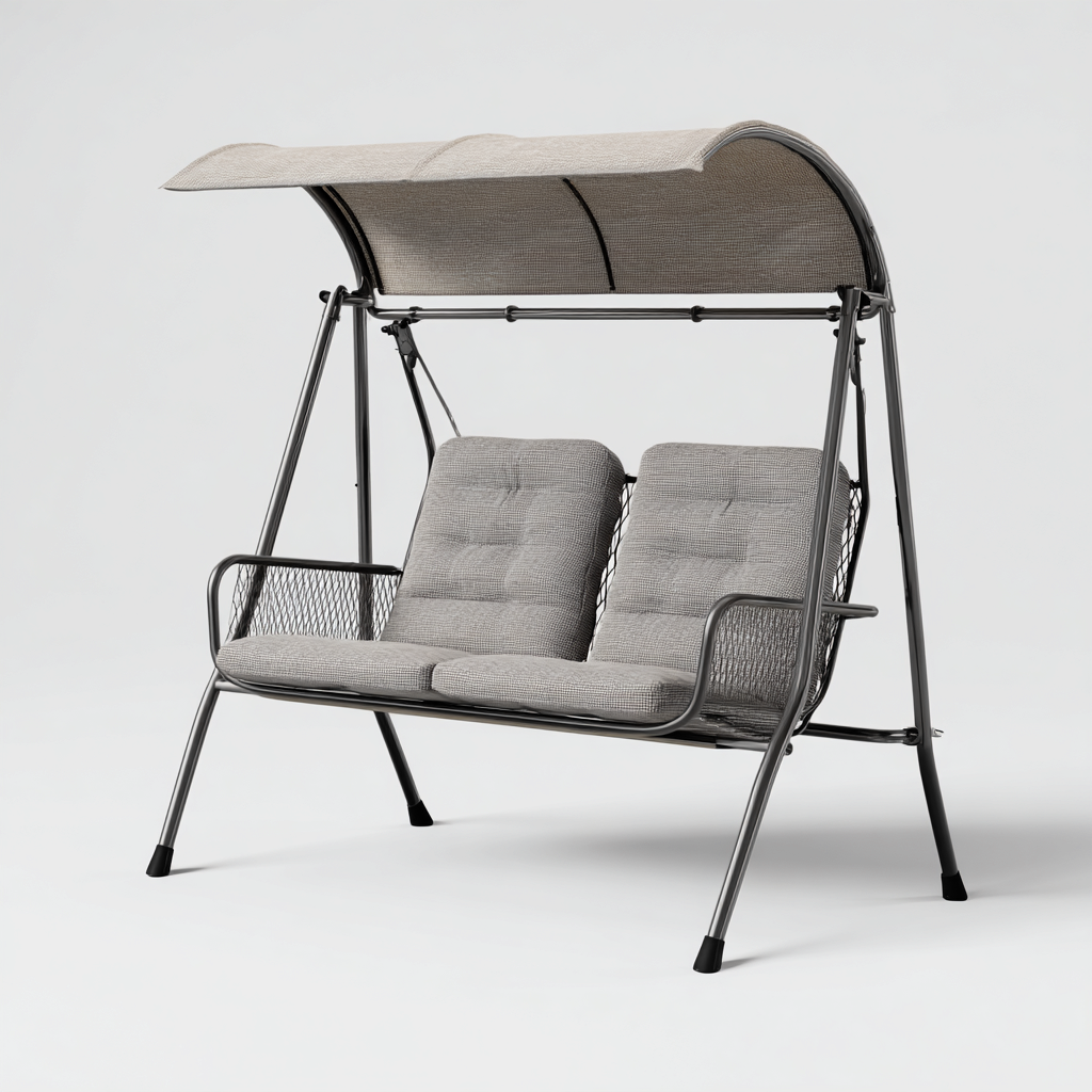 Balancelle de jardin - métal-textile - 172x120x162 cm - gris - style contemporain-Nestupbase