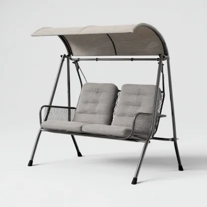 Balancelle de jardin - métal-textile - 172x120x162 cm - gris - style contemporain-Nestupbase