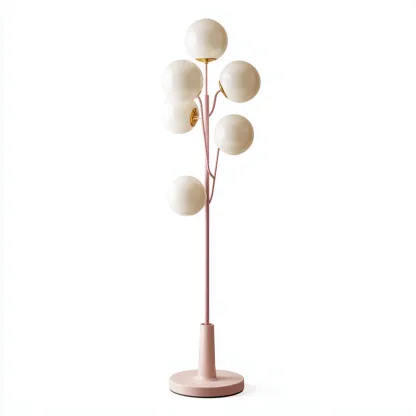 Lampadaire métal-verre-45x45x165 cm-rose-blanc-style contemporain-Nestupbase