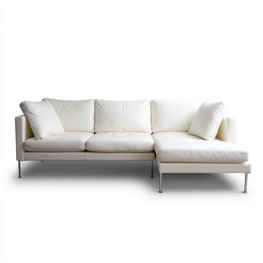 Canapé d'angle-tissu-métal-264x160x85 cm-blanc-design moderne-Nestupbase