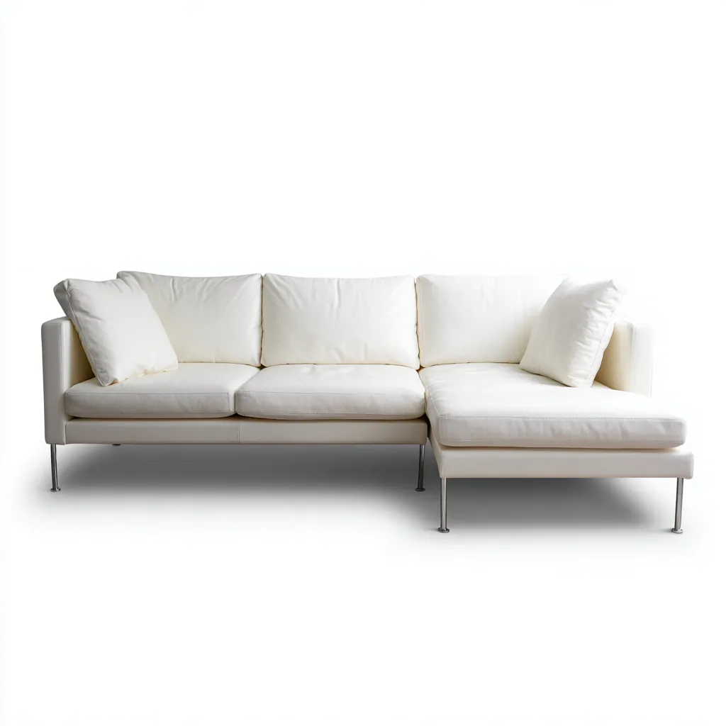 Canapé d'angle-tissu-métal-264x160x85 cm-blanc-design moderne-Nestupbase