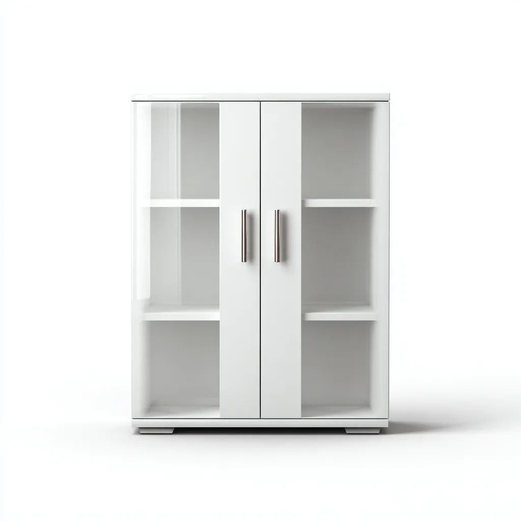 Meuble de rangement de cuisine - bois-verre - 80x38x120 cm - blanc - design moderne-Nestupbase