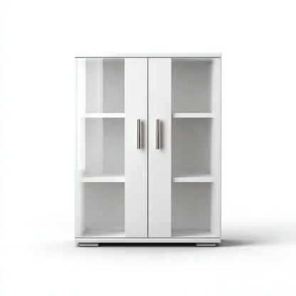 Meuble de rangement de cuisine - bois-verre - 80x38x120 cm - blanc - design moderne-Nestupbase