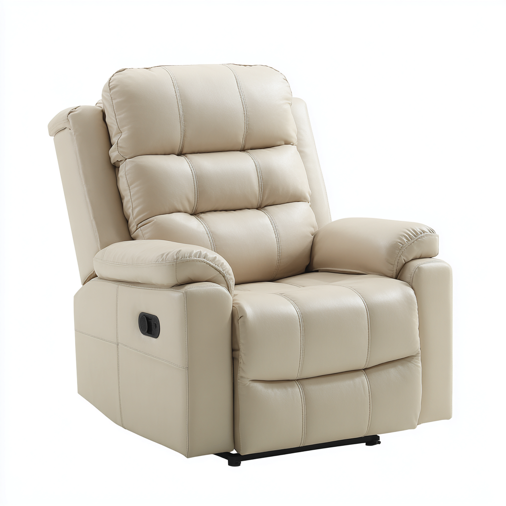 Fauteuil relax - simili cuir-métal - 105x94x103 cm - beige - fonction inclinable-Nestupbase