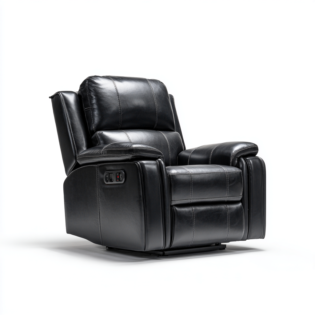 Fauteuil relax - simili cuir-métal - 102x92x104 cm - noir - fonction inclinable-Nestupbase