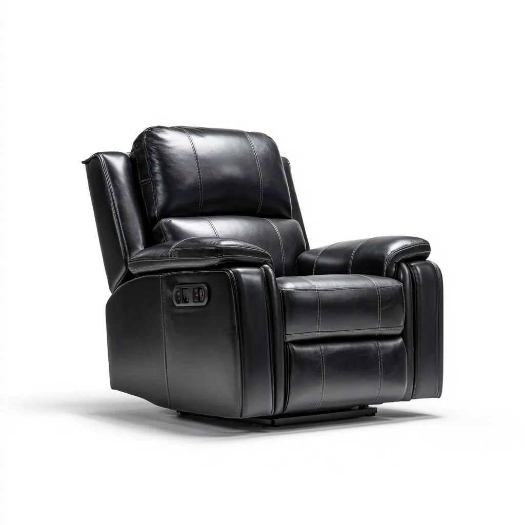 Fauteuil relax - simili cuir-métal - 102x92x104 cm - noir - fonction inclinable-Nestupbase