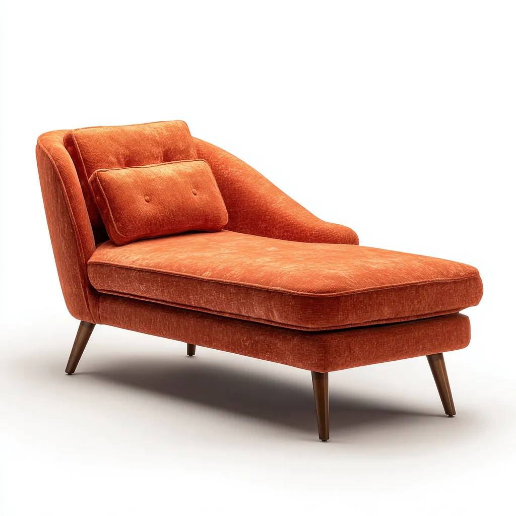 Chaise longue-tissu-165x72x85 cm-orange-style moderne-Nestupbase