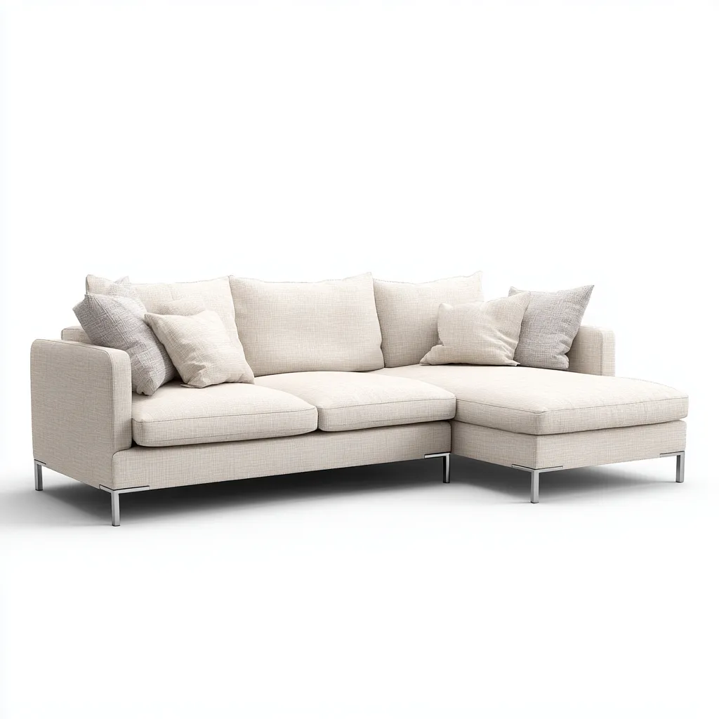 Canapé d'angle-tissu-métal-262x162x86 cm-blanc cassé-design moderne-Nestupbase